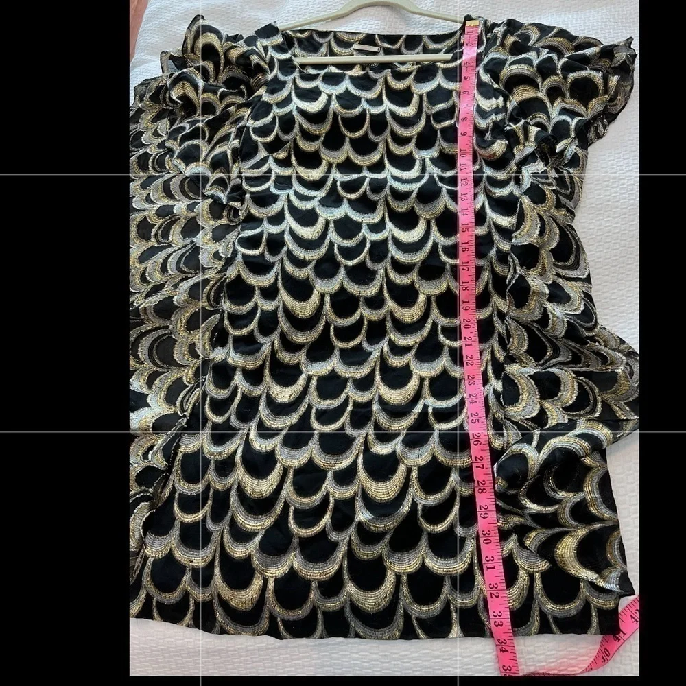 Loeffler Randall black and gold cape dress